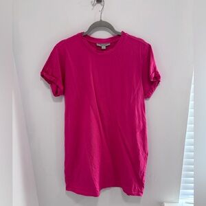 AllSaints Hot Pink Short Sleeve Mini Shirt Dress